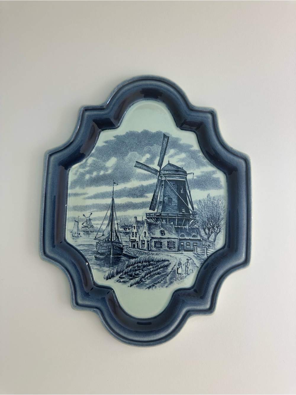 Blue Delft-Style Windmill Wall Plaque Boch Belgium